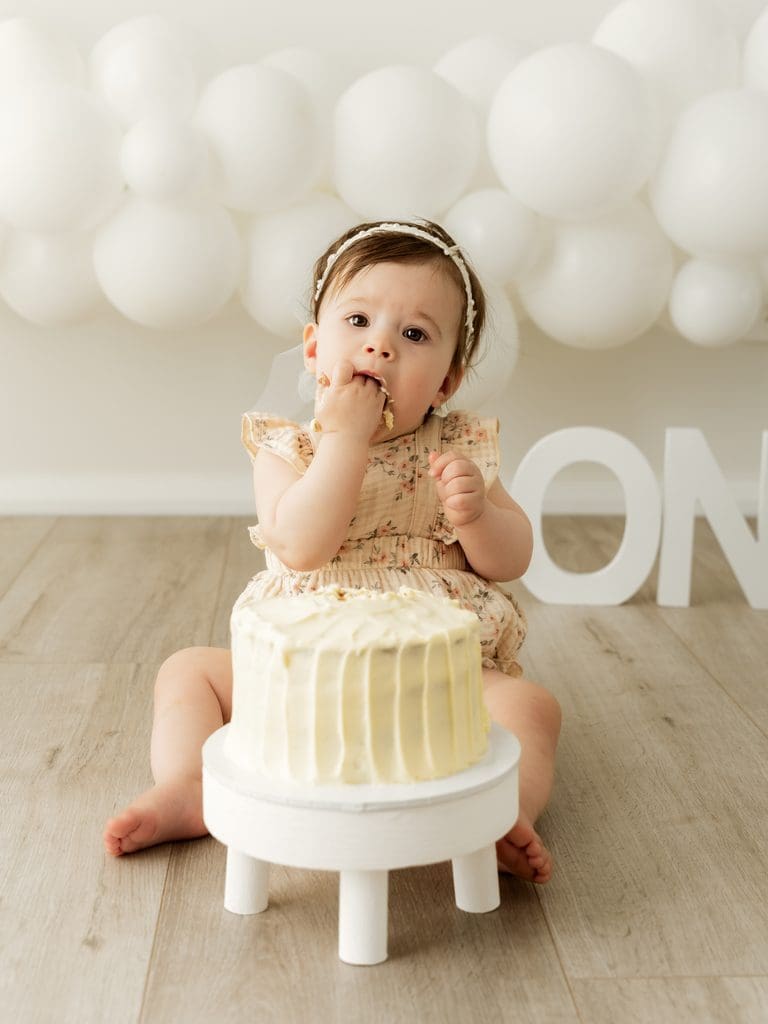 Baby celebrating their first birthday at Four O Photography in Hilbert, Perth